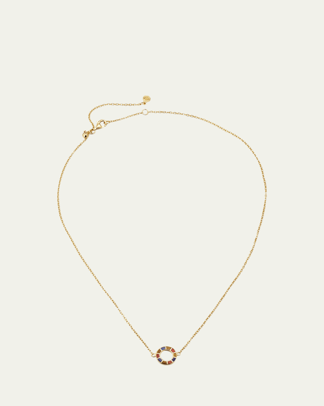 Lapis, Tigers Eye, and Carnelian Dash Circle Station Necklace